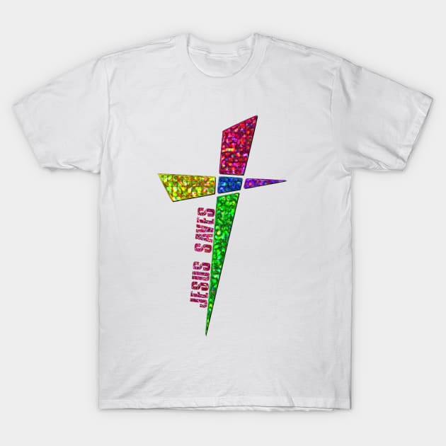 Artistic Cross - Jesus Saves T-Shirt by AlondraHanley